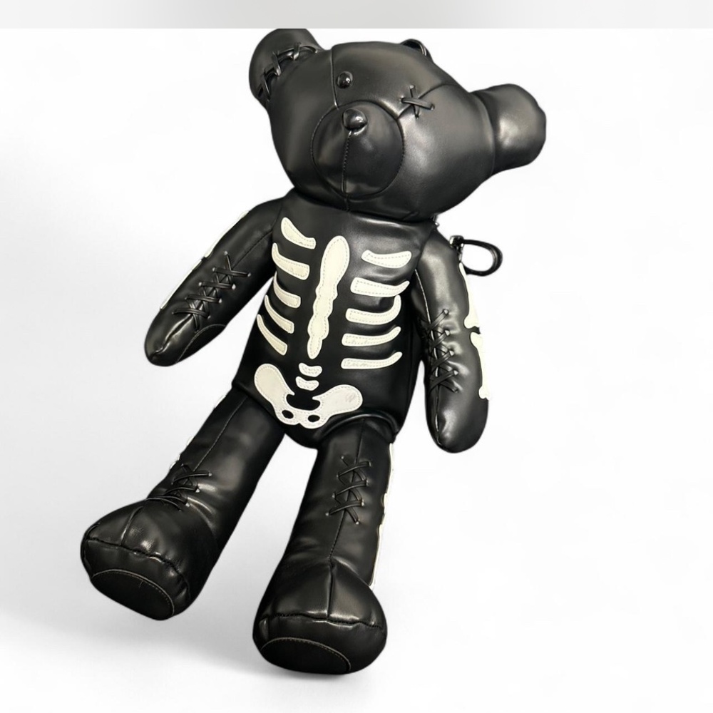 Dolls kill evil teddy faux leather skeleton backpack